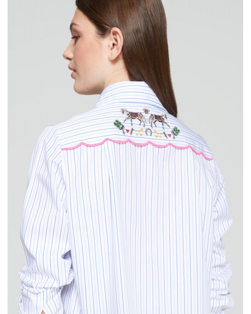 Camisa rayas con bordado espalda de Vilagallo Camisa rayas con bordado espalda de Vilagallo