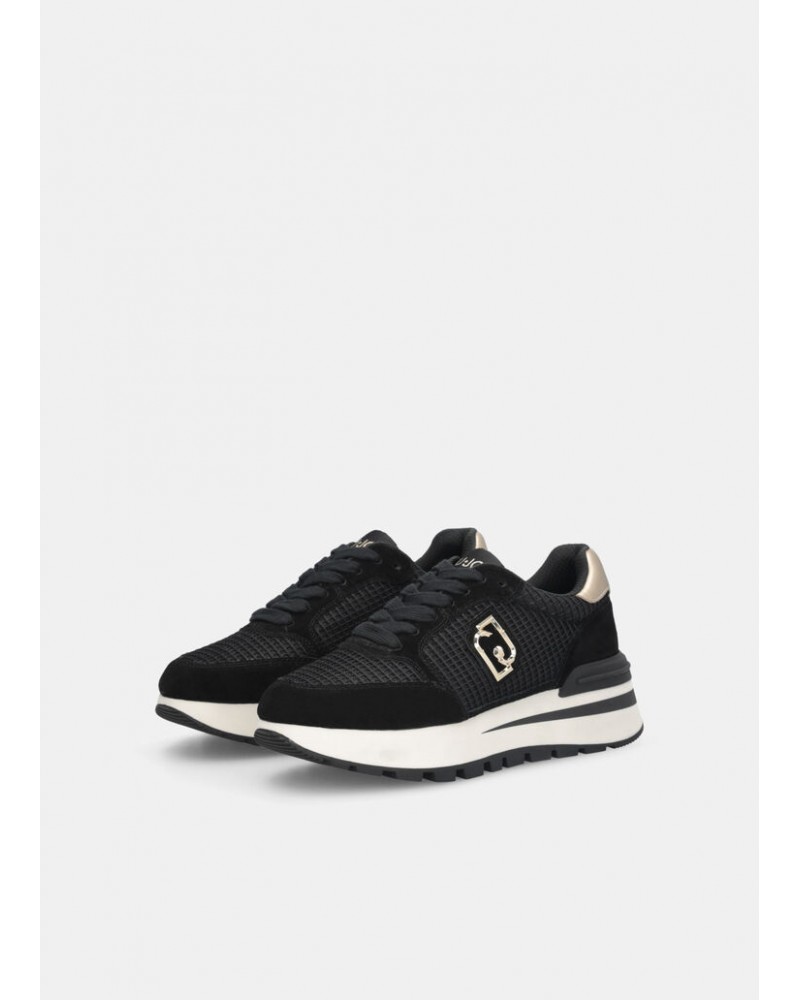 Zapatillas ante y malla negras de Liujo