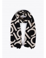 Foular plisado negro/crudo letras LC de Lola Casademunt