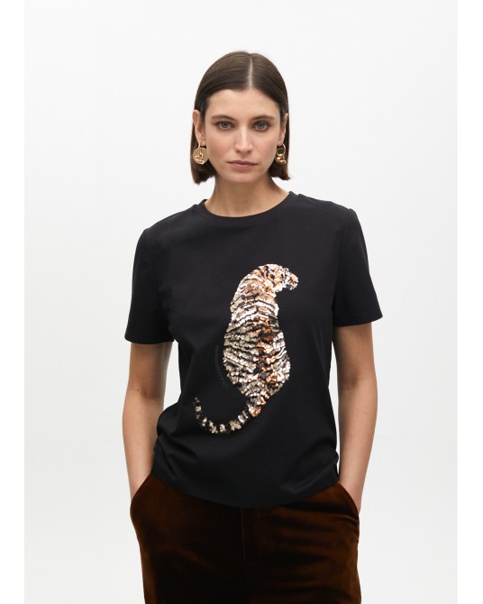 Camiseta tigre negra pedrerìa de Lola Casademunt