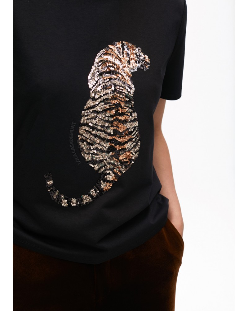 Camiseta tigre negra pedrerìa de Lola Casademunt