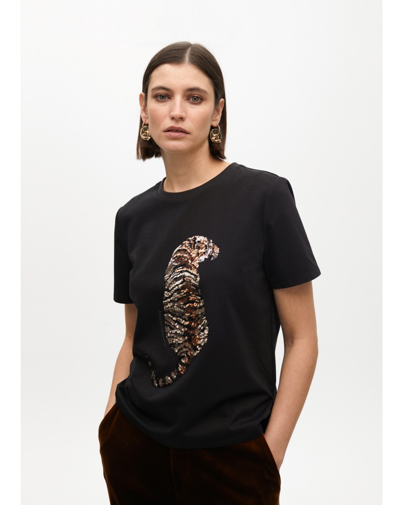 Camiseta tigre negra pedrerìa de Lola Casademunt