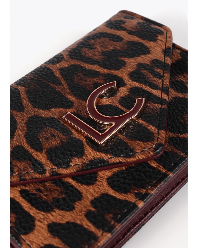 Monedero y llavero marròn animal print de Lola Casademunt