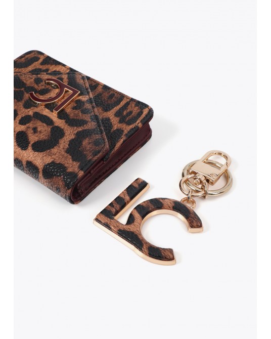 Monedero y llavero marròn animal print de Lola Casademunt