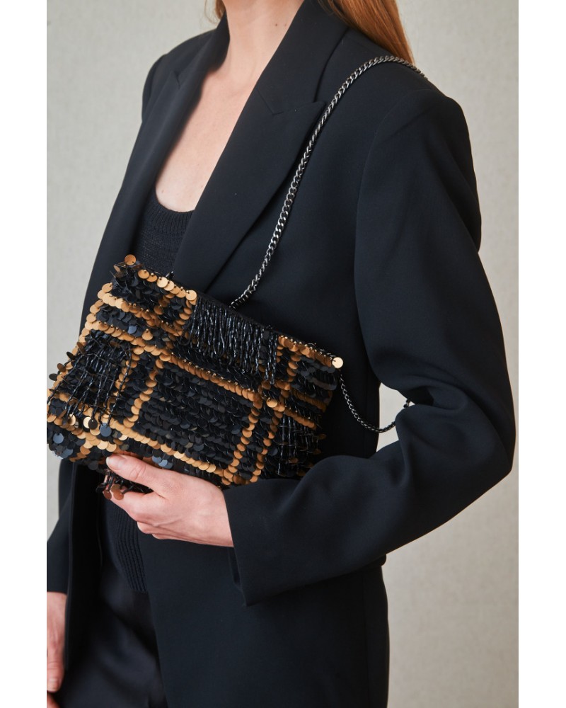 Cartera de lentejuelas negra de Latido