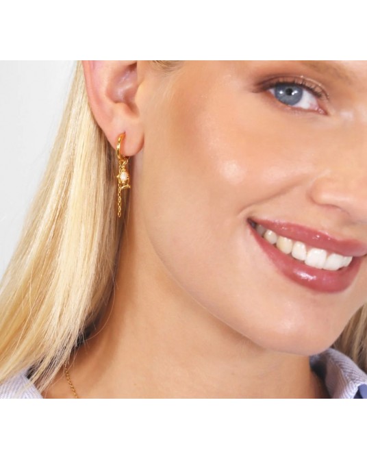 Pendientes aro con charms acero de Anartxy