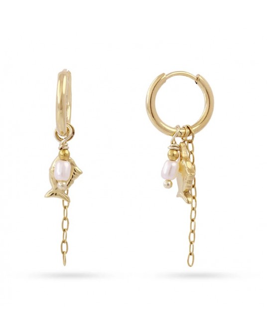 Pendientes aro con charms acero de Anartxy