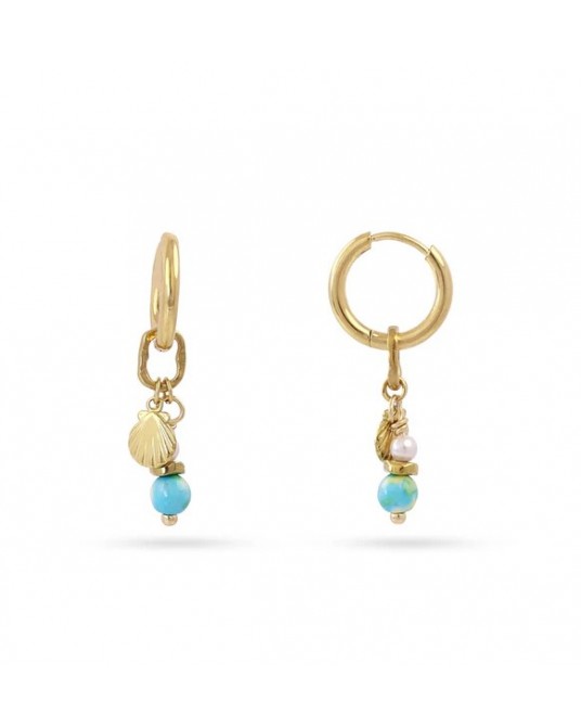 Pendientes aro con charms acero de Anartxy