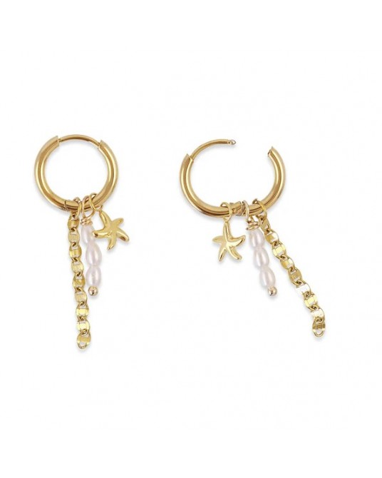 Pendientes aro con charms acero de Anartxy