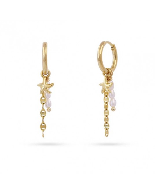 Pendientes aro con charms acero de Anartxy