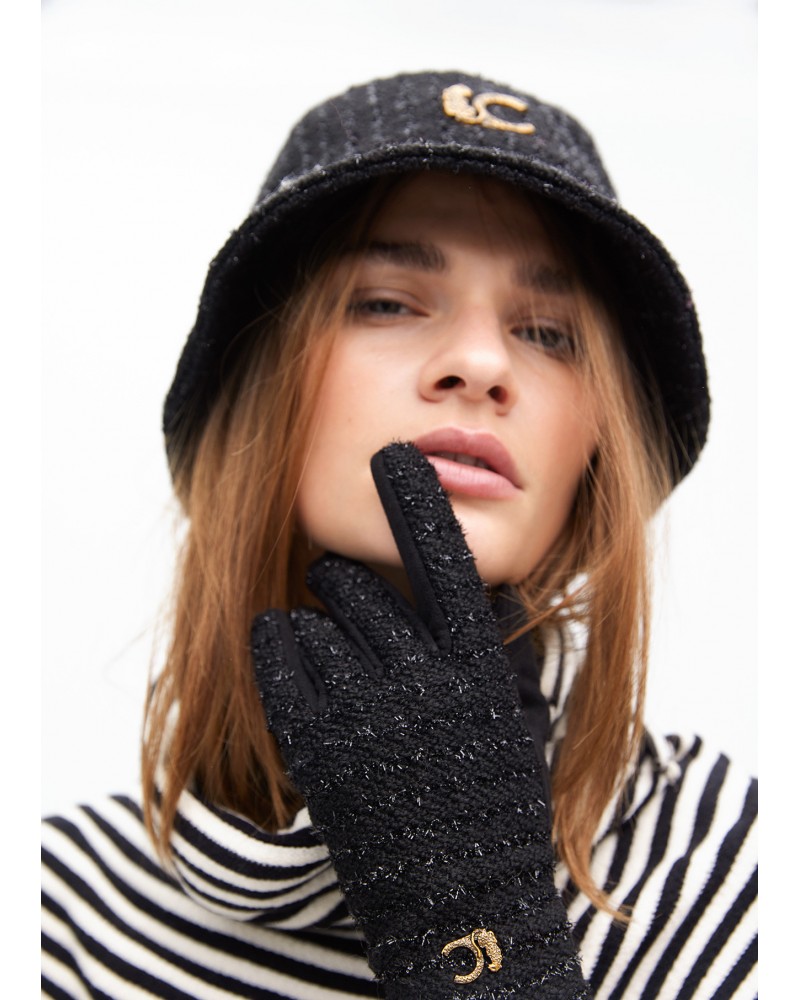 Sombrero bucket tweed logo LC leopardo de Lola Casademunt