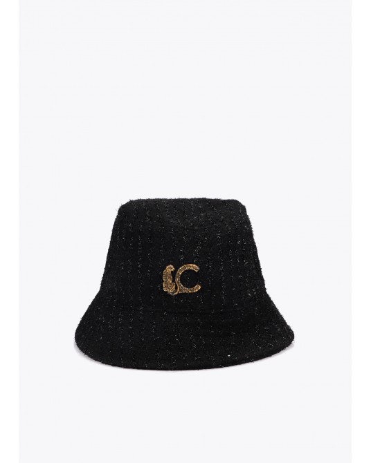 Sombrero bucket tweed logo LC leopardo de Lola Casademunt