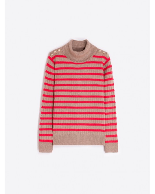 Jersey de punto beis rayas de Vilagallo