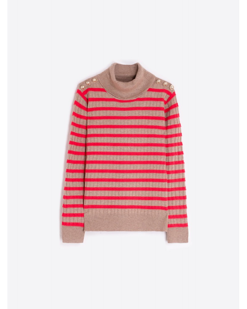 Jersey de punto beis rayas de Vilagallo