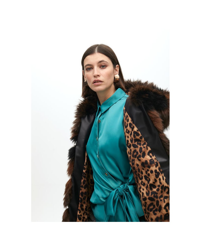 Chaleco pelo largo print MARRON de Lola Casademunt