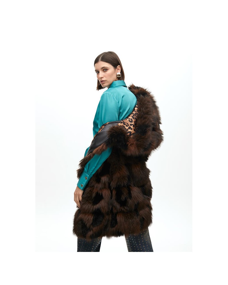 Chaleco pelo largo print MARRON de Lola Casademunt