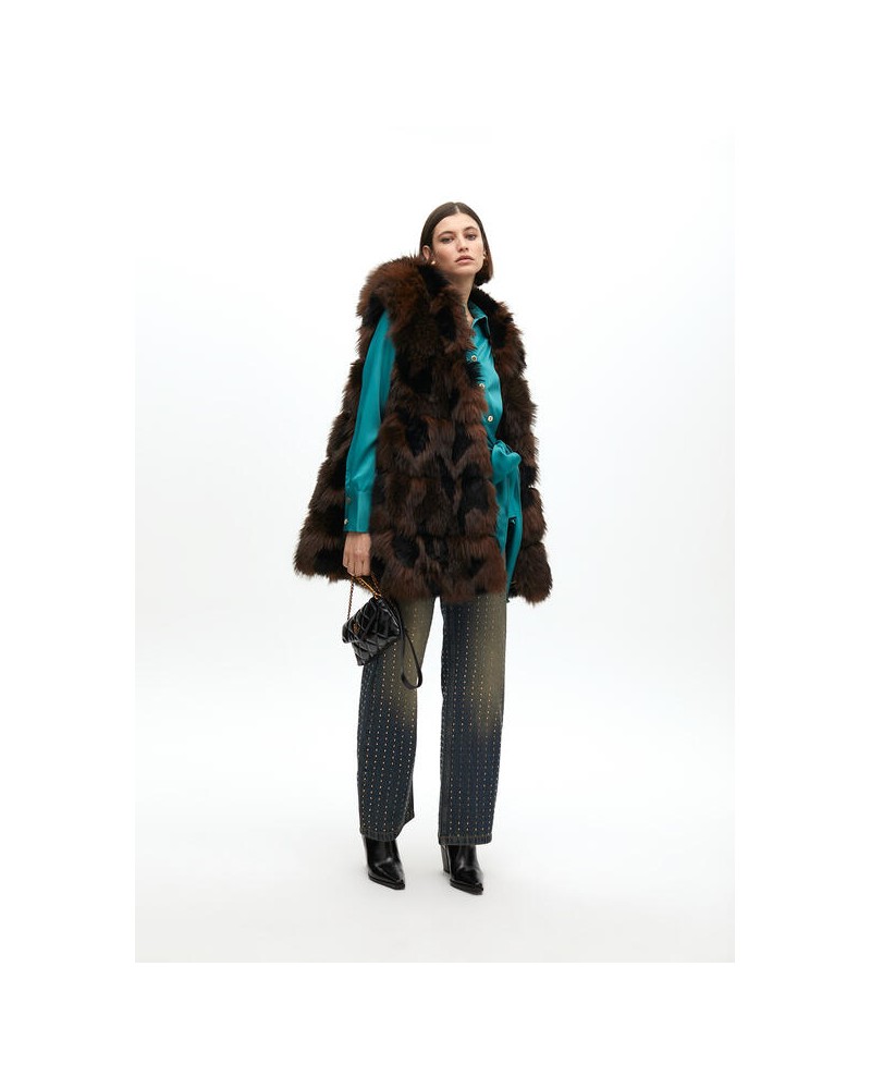 Chaleco pelo largo print MARRON de Lola Casademunt