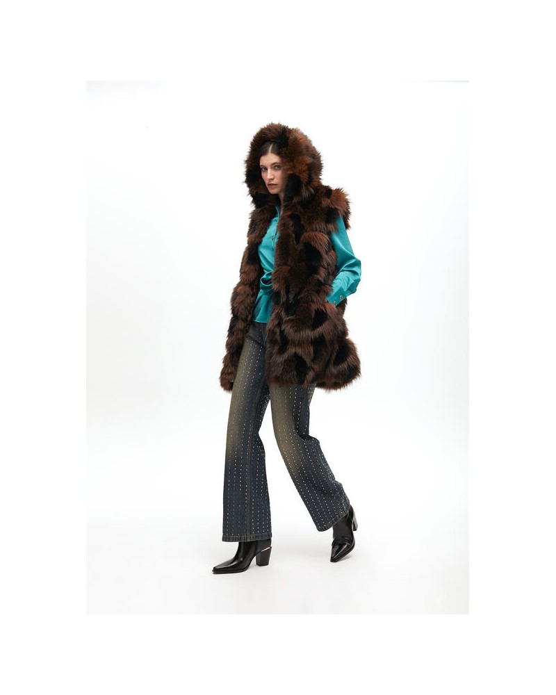 Chaleco pelo largo print MARRON de Lola Casademunt