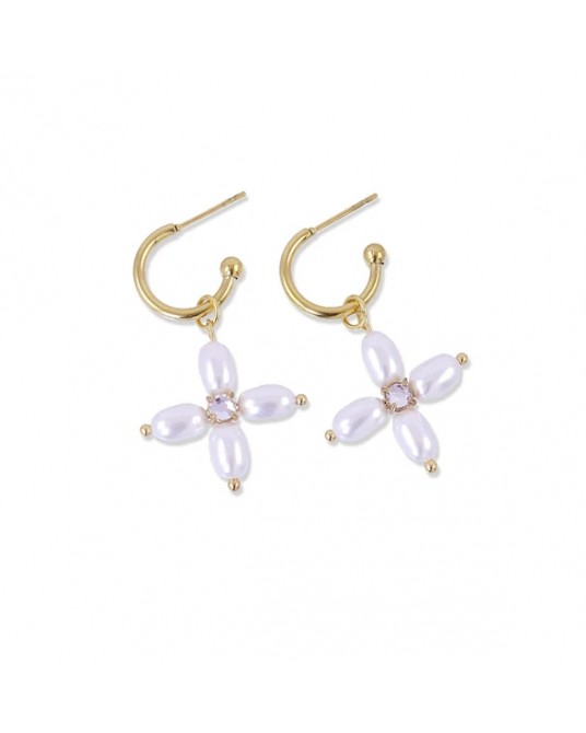 Pendientes cruz con perlas de Anartxy