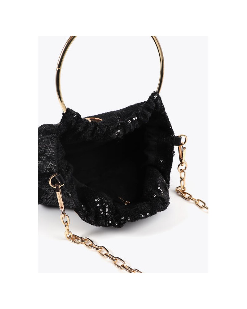 Bolso de lentejuelas con asa metal de Lola Casademunt