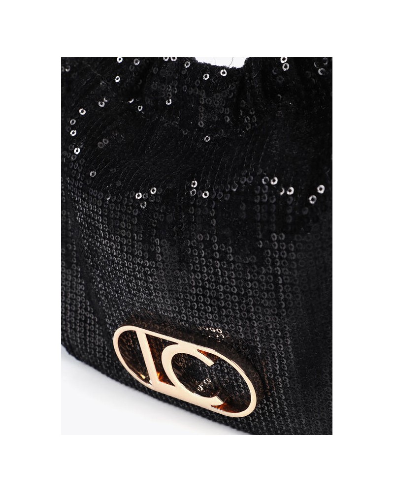 Bolso de lentejuelas con asa metal de Lola Casademunt