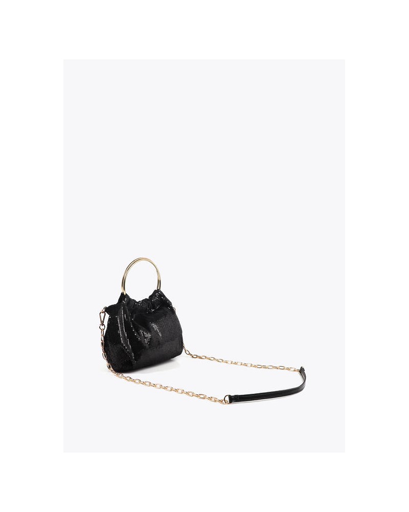 Bolso de lentejuelas con asa metal de Lola Casademunt