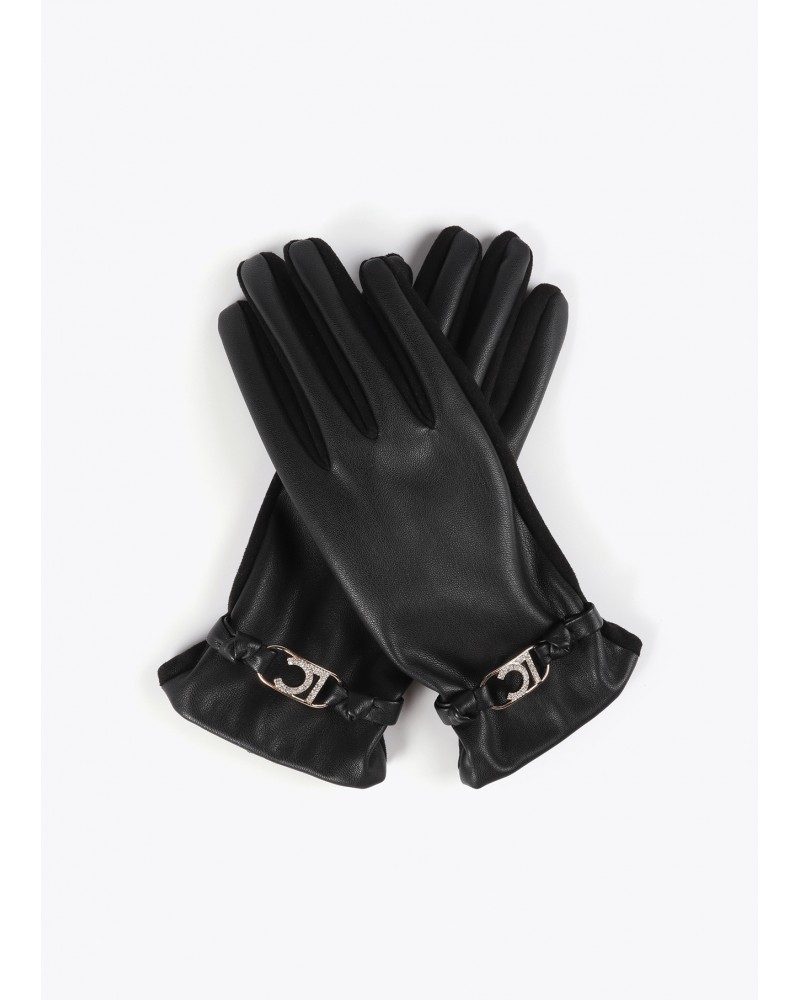 Guantes efecto piel negro de Lola Casademunt