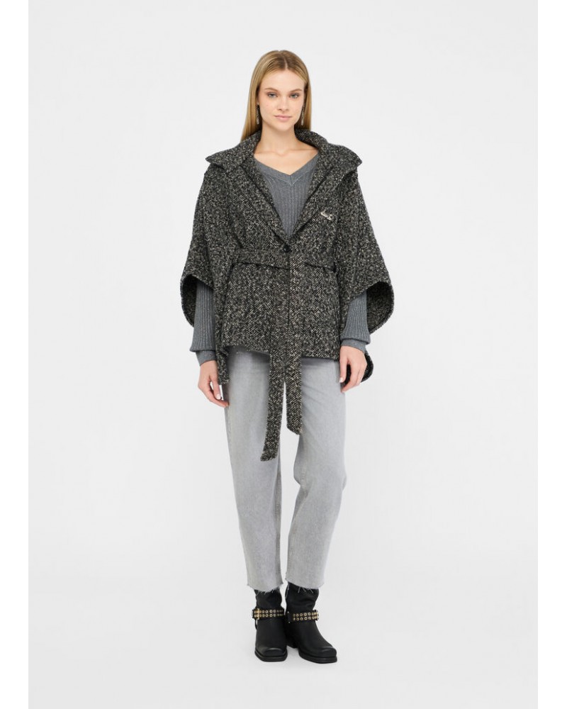 Poncho con cinturòn mezclilla de Liujo