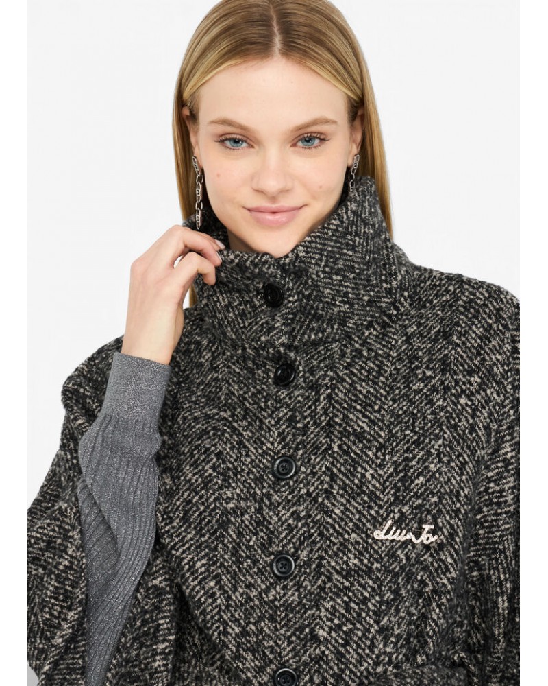 Poncho con cinturòn mezclilla de Liujo