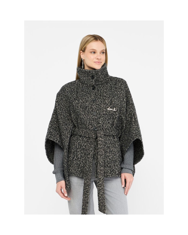 Poncho con cinturòn mezclilla de Liujo