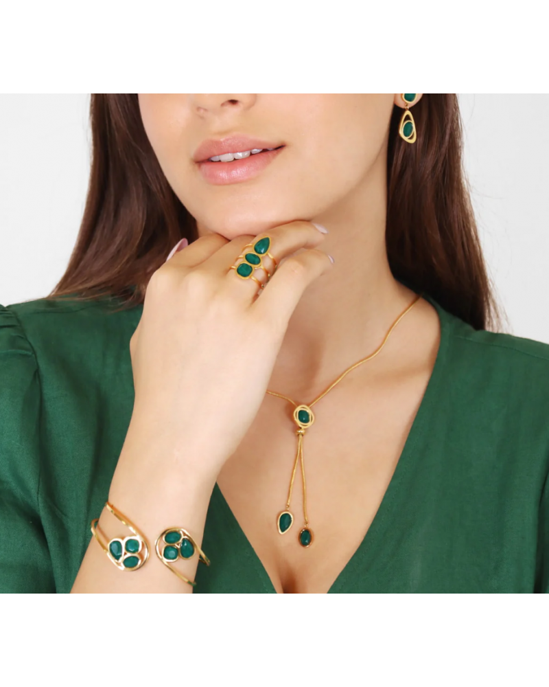 Brazalete con piedras verde de Anartxy