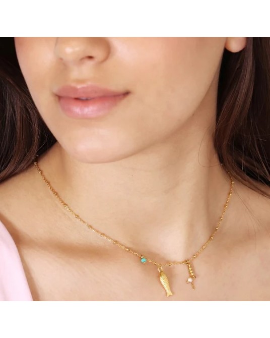 Collar corto pez acero de Anartxy