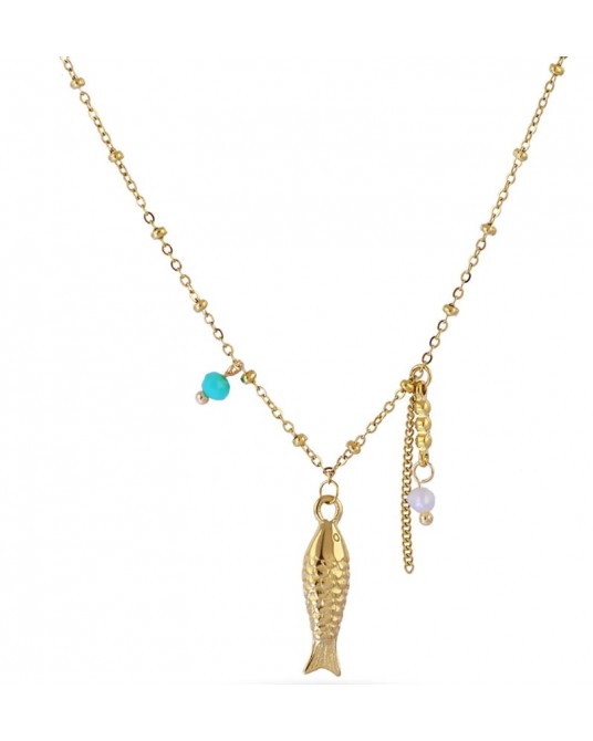Collar corto pez acero de Anartxy