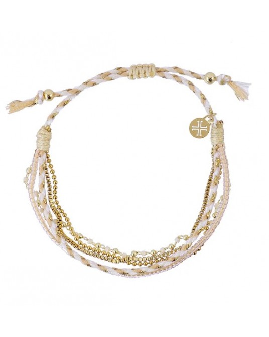 Pulsera combinada en acero y textil de Anartxy