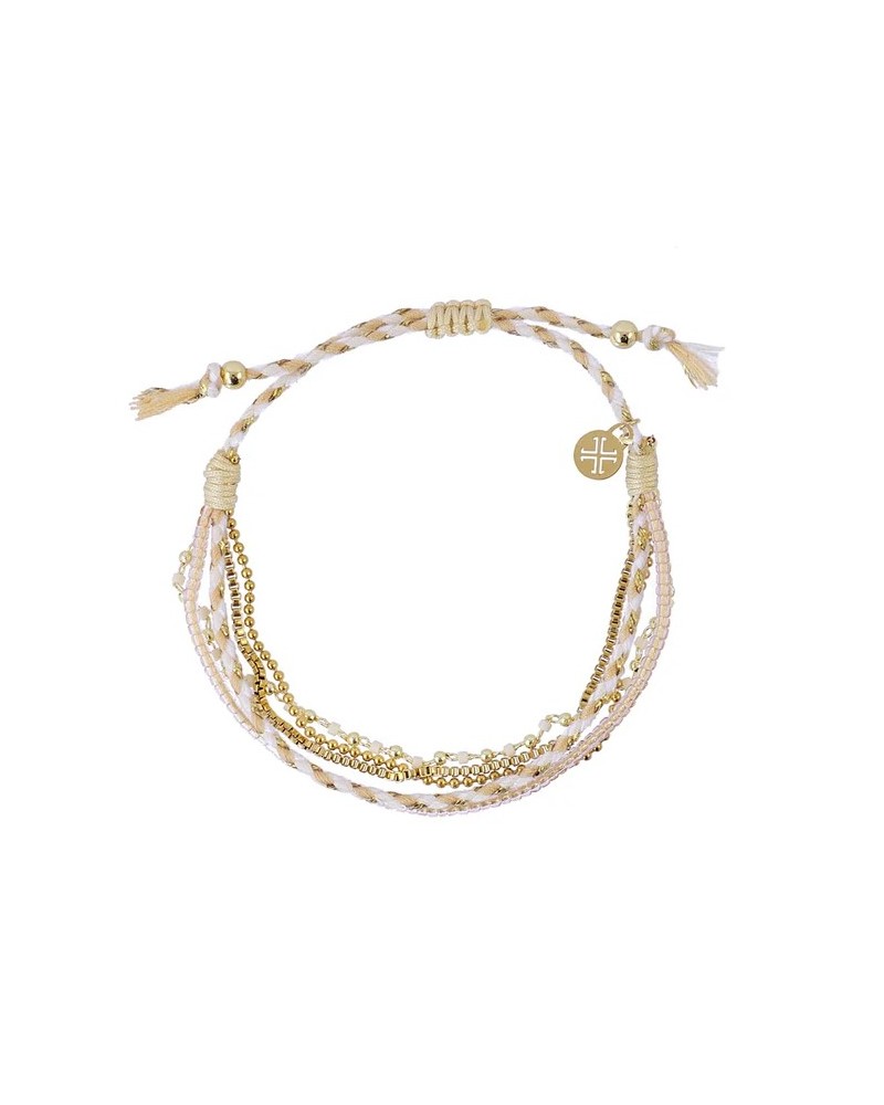 Pulsera combinada en acero y textil de Anartxy