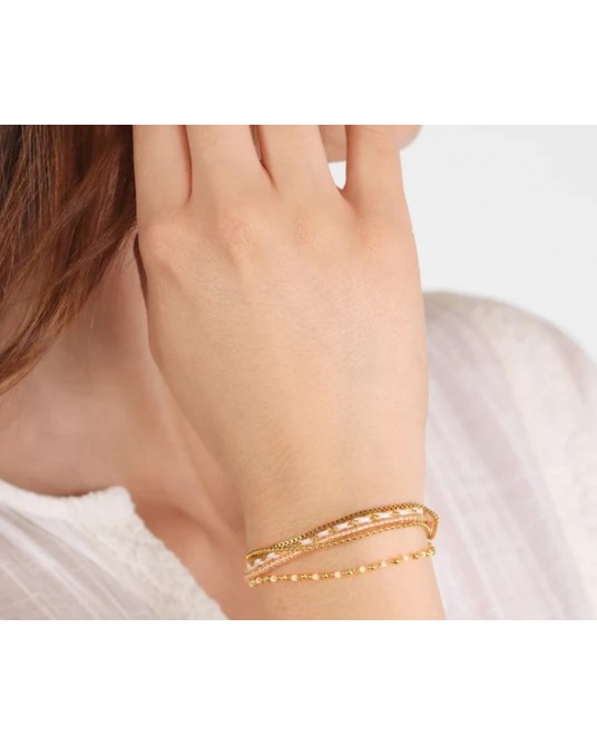 Pulsera combinada en acero y textil de Anartxy