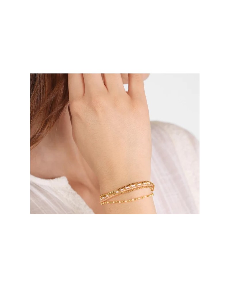 Pulsera combinada en acero y textil de Anartxy