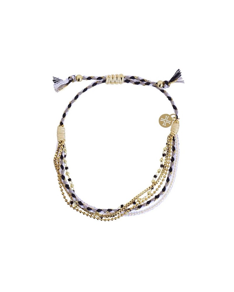 Pulsera combinada en acero y textil de Anartxy