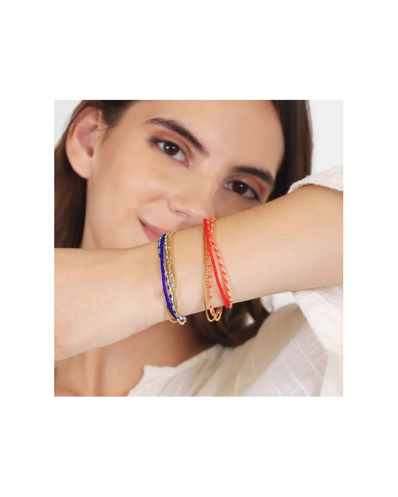 Pulsera combinada en acero y textil de Anartxy