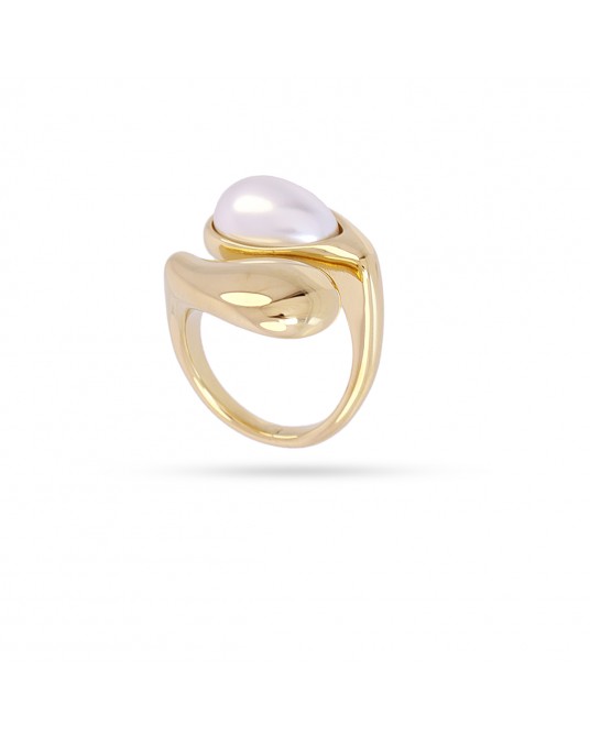 Anillo acero y perla de Anartxy