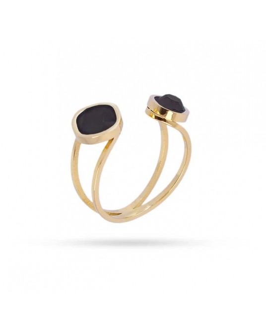 Anillo piedras NEGRAS acero de anartxy
