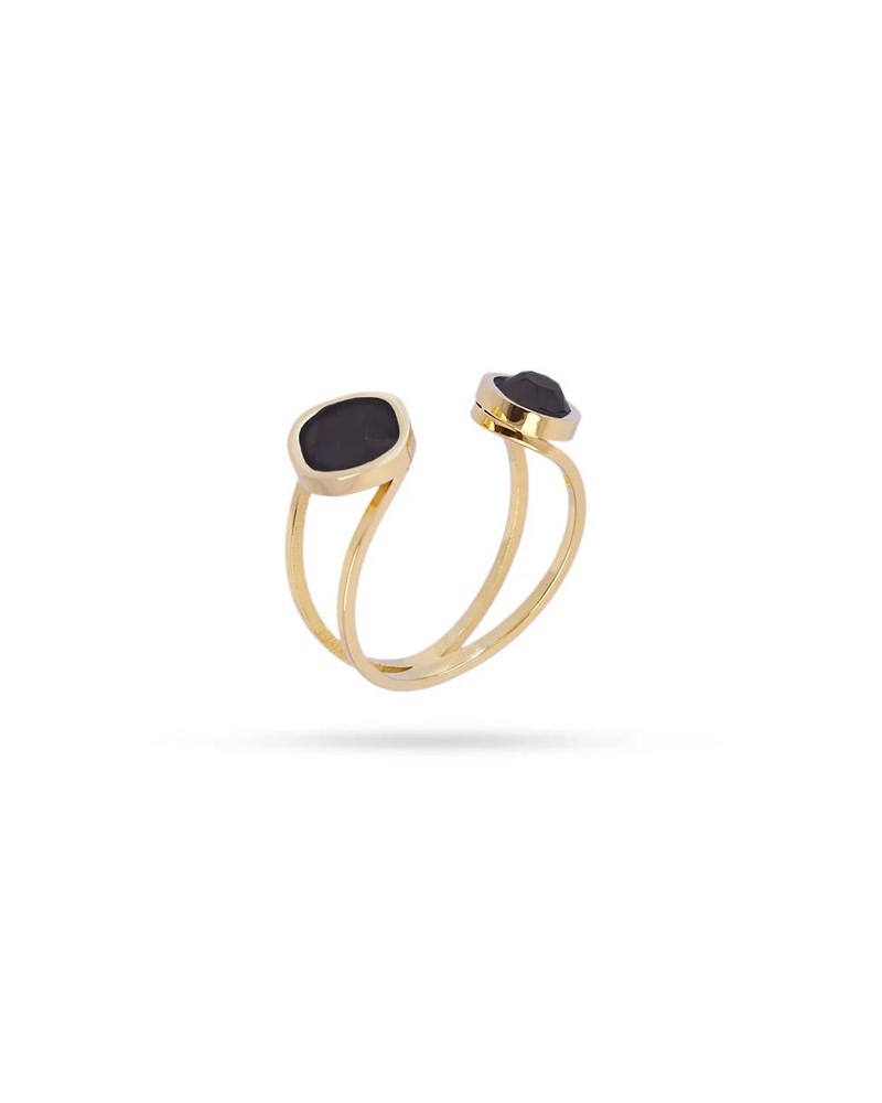 Anillo piedras NEGRAS acero de anartxy