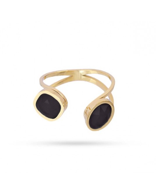 Anillo piedras NEGRAS acero de anartxy
