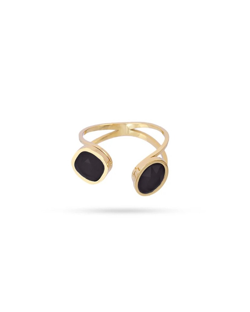 Anillo piedras NEGRAS acero de anartxy