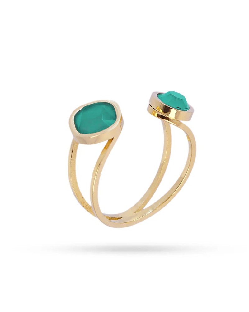 Anillo piedras VERDES acero de anartxy