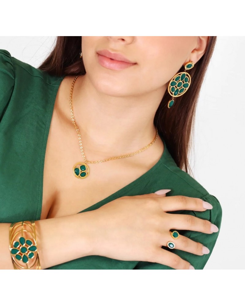 Anillo piedras VERDES acero de anartxy