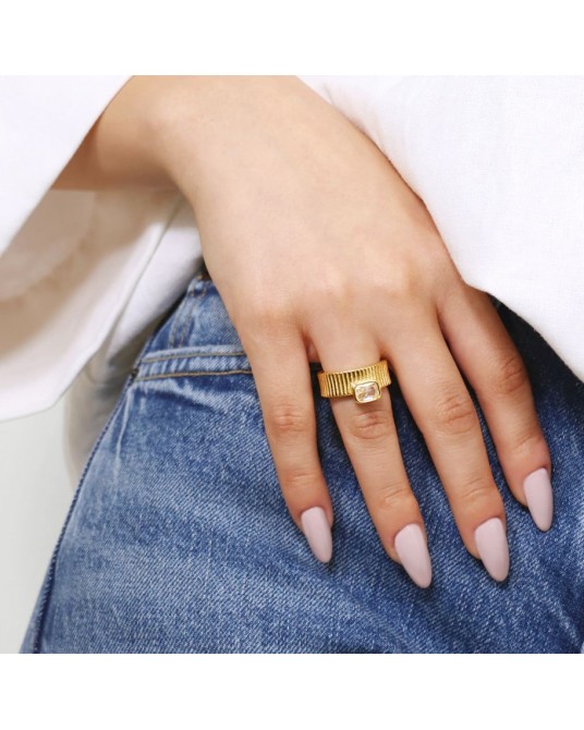 Anillo acero y circonita de Anartxy