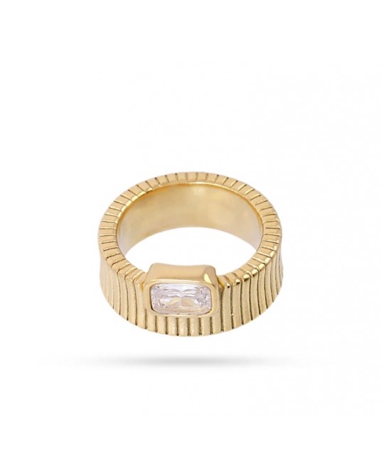 Anillo acero y circonita de Anartxy