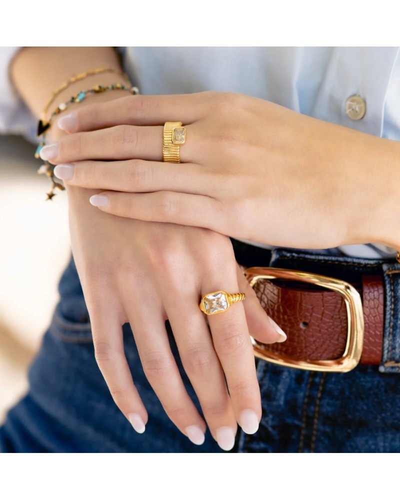 Anillo acero y circonita de Anartxy