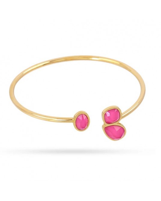 Brazalete abierto acero con piedras de Anartxy